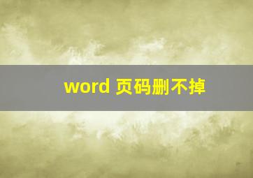 word 页码删不掉